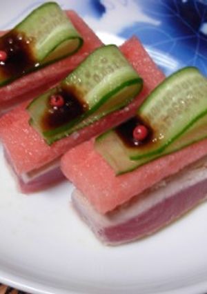 炙り鮪とスイカの前菜風-レシピのメイン写真