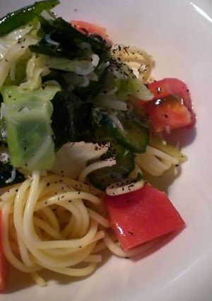 夏野菜たっぷり☆ゆかり風味の冷製パスタ♪-レシピのメイン写真