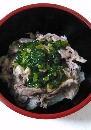 料理のための清酒で豚ﾈｷﾞ塩丼-レシピのメイン写真
