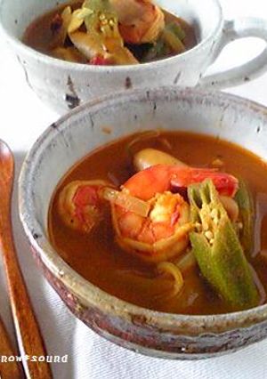 オクラのスピードスープ朝カレー-レシピのメイン写真