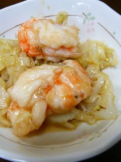 キャベツ半分使ったエビとの炒め物-レシピのメイン写真