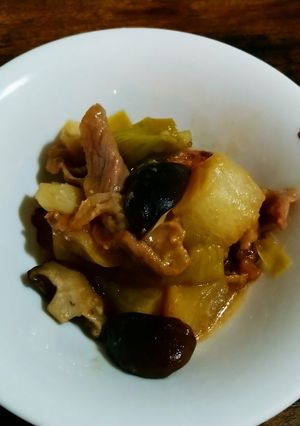 豚こま肉と大根ネギシイタケの煮物-レシピのメイン写真
