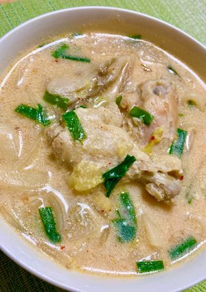 手羽元と白菜のパイタン風♪豆乳うどん-レシピのメイン写真