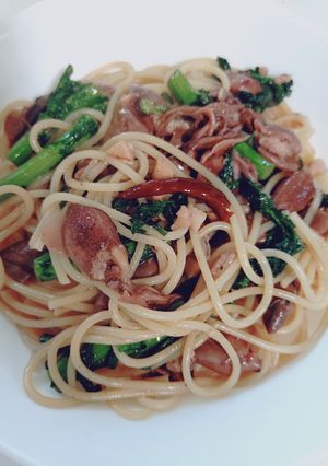 ほたるいかと春菊のパスタ-レシピのメイン写真