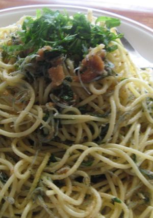 大葉としらすと梅の和風スパゲッティー-レシピのメイン写真