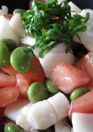 枝豆・いか・トマトの三杯酢あえ-レシピのメイン写真