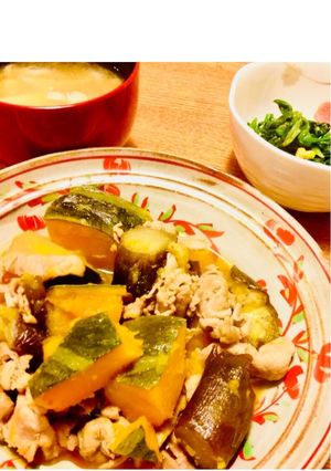 お鍋１つで、なす、かぼちゃ、豚肉の炒め煮-レシピのメイン写真