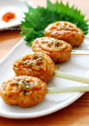**れんこんつくねの甘辛焼き**-レシピのメイン写真