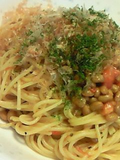 納豆で★トマトで★簡単和風パスタ★-レシピのメイン写真