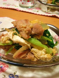 青梗菜と鶏肉の卵炒め-レシピのメイン写真