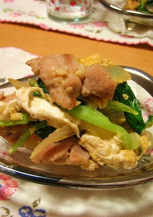 青梗菜と鶏肉の卵炒め-レシピのメイン写真