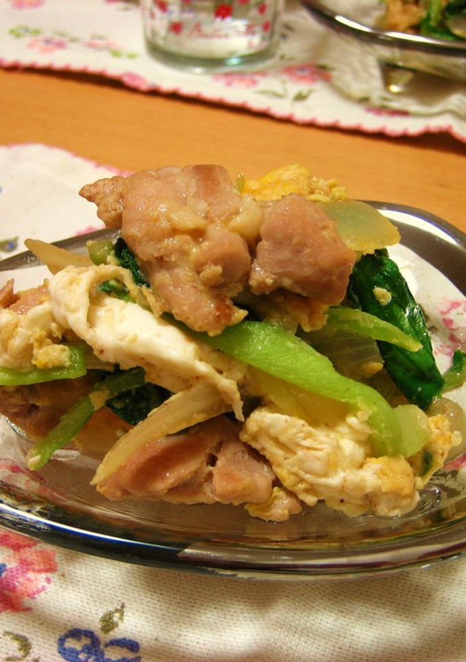 青梗菜と鶏肉の卵炒め-レシピのメイン写真