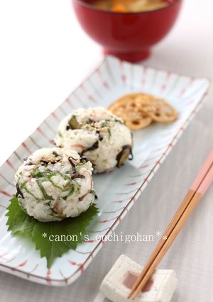 みょうがと茄子の味わいおにぎり-レシピのメイン写真