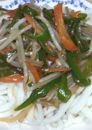 チンジャオ風ぶっかけうどん(覚書)-レシピのメイン写真