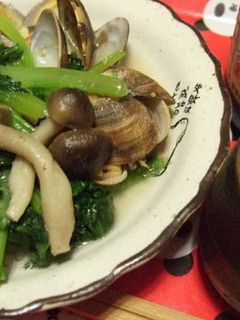 アサリと小松菜の酒蒸し(ごま油風味)-レシピのメイン写真