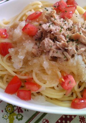 トマトとツナのさっぱり和風おろしパスタ♥-レシピのメイン写真