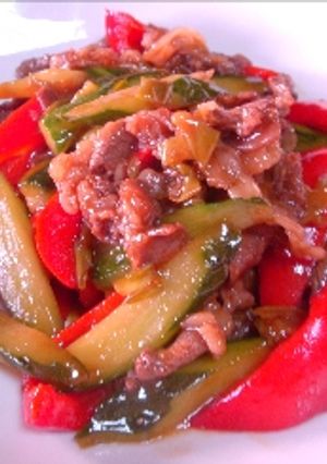 キュウリと牛肉の中華風炒め煮-レシピのメイン写真