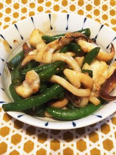 話題!イカとさやいんげんのバター醤油炒め-レシピのメイン写真