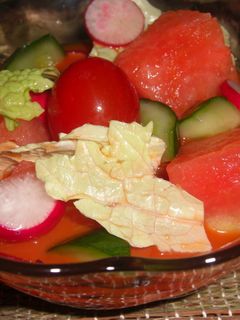スイカと野菜ジュースでスープサラダ-レシピのメイン写真