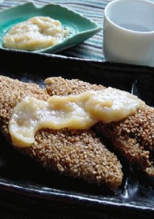 ささみのごま衣焼き・味噌ソースを添えて-レシピのメイン写真