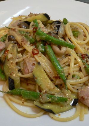 インゲンとソーセージのマスタードパスタ-レシピのメイン写真