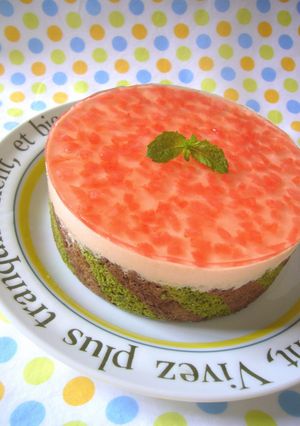 ♥スイカのレアチーズケーキ♥-レシピのメイン写真
