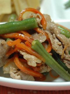 いんげんと豚肉の焼肉のタレ炒め♫-レシピのメイン写真