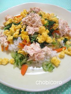 野菜も食べてね!鮭の超簡単☆ちらし寿司-レシピのメイン写真