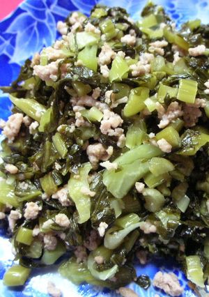 台湾家庭料理♪野沢菜＆豚挽肉の炒め♪-レシピのメイン写真