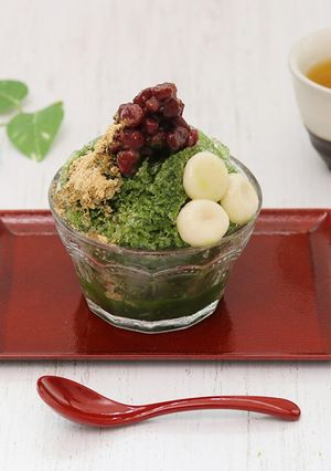 抹茶シロップのかき氷ともちもち豆腐白玉-レシピのメイン写真