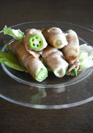 オクラの豚巻き味噌がらめ・・-レシピのメイン写真