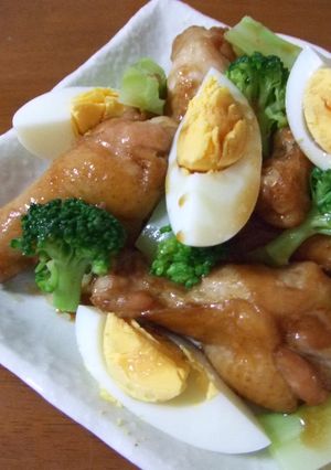 鶏手羽元の甘辛煮withゆでたまご-レシピのメイン写真