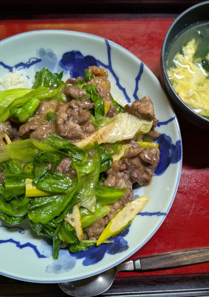 レタスと牛切り落とし肉の餡掛け-レシピのメイン写真