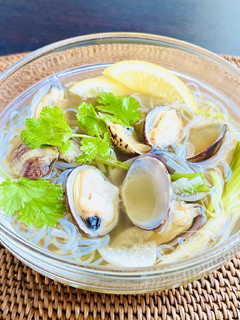 レンジでエスニック風あさりの春雨スープ-レシピのメイン写真