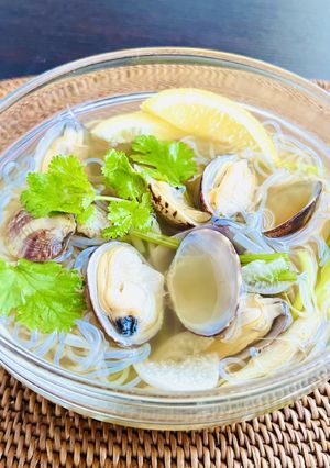 レンジでエスニック風あさりの春雨スープ-レシピのメイン写真