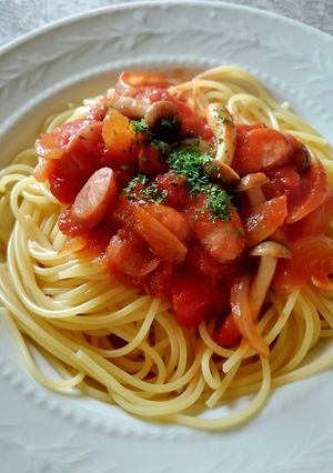 カットトマトでパスタソース(お弁当にも)-レシピのメイン写真