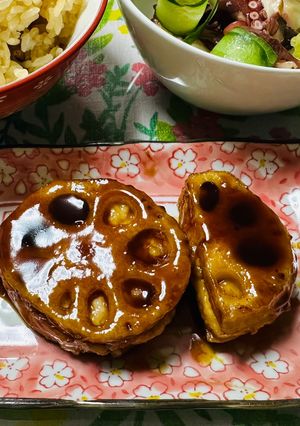 れんこん肉だんごの甘辛照り焼き-レシピのメイン写真