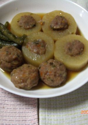 肉詰め大根とつくね大根のやわらか煮物-レシピのメイン写真