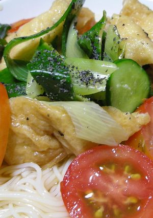 おあげシミシミ～☆冷やしねぎなん素麺-レシピのメイン写真