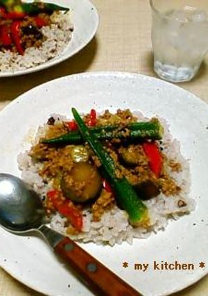簡単!夏野菜と豚挽き肉の炒めカレー-レシピのメイン写真