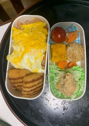 レンジクリーミー梅トマト味オムライス弁当-レシピのメイン写真