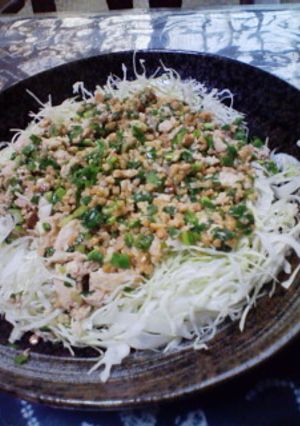 キャベツの納豆鶏ミンチのせ-レシピのメイン写真
