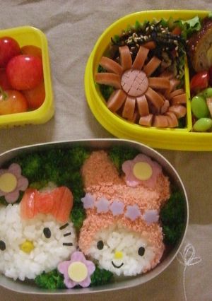 キティ＆マイメロ弁当　（キャラ弁）-レシピのメイン写真
