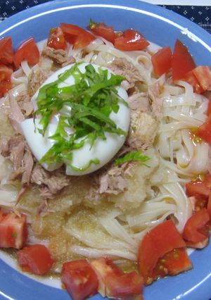夏だ！トマトと温玉さっぱりそうめん♪-レシピのメイン写真