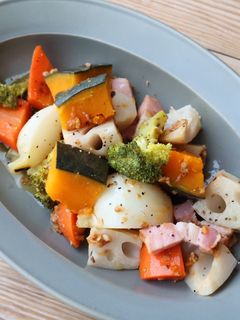 レンジで簡単!冬野菜の和風温サラダ-レシピのメイン写真