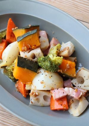 レンジで簡単！冬野菜の和風温サラダ-レシピのメイン写真