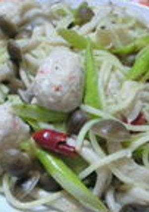 海老鶏団子のぺペロンパスタ-レシピのメイン写真