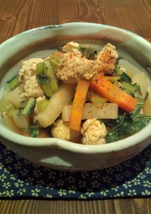 鶏団子と大根と小松菜の煮物-レシピのメイン写真