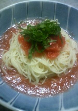 簡単＊丸ごとトマトの冷たいスープパスタ-レシピのメイン写真