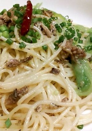 オイルサーディンとレタスのスパゲッティ-レシピのメイン写真